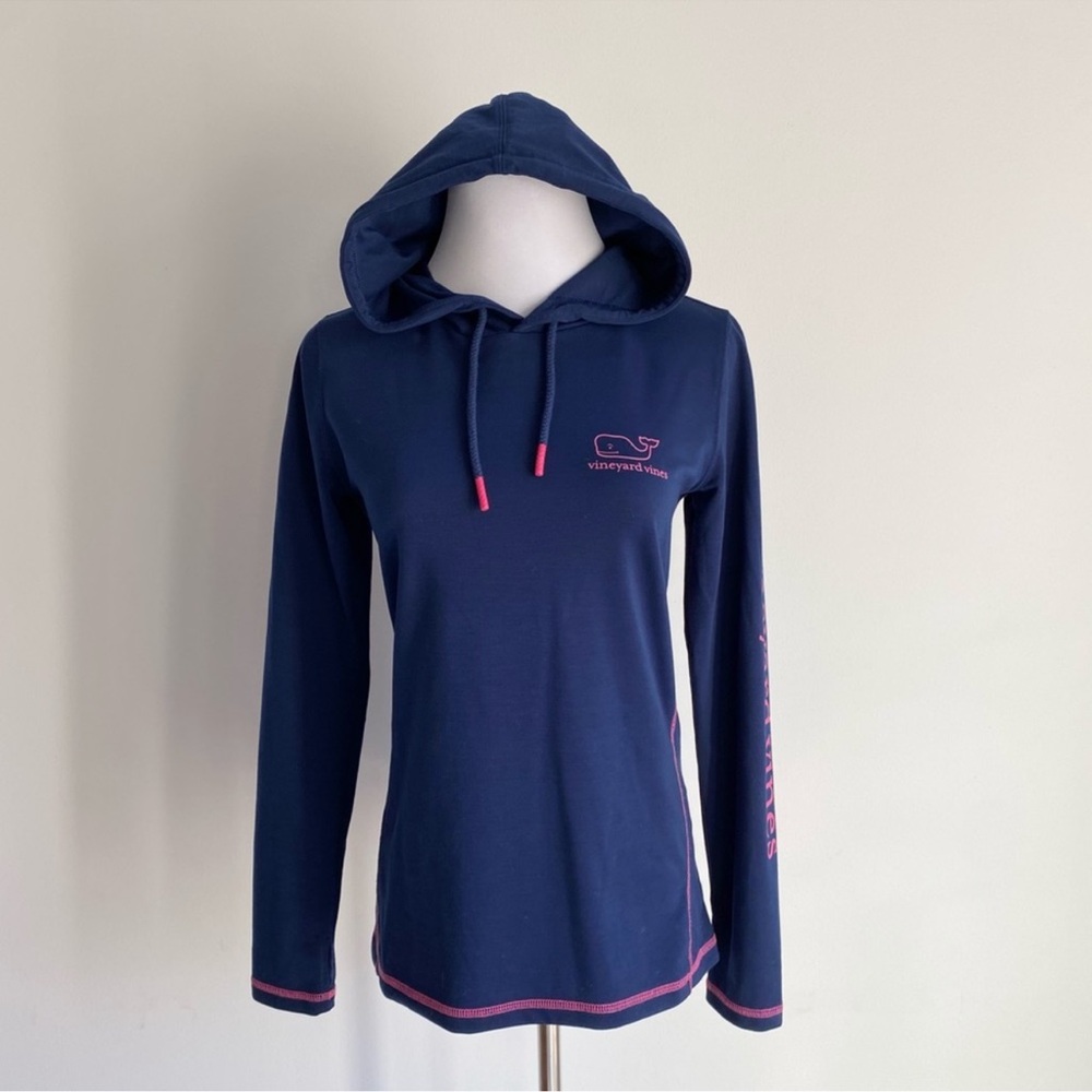 Vineyard Vines Performance Navy Blue/Pink Hoodie Sweatshirt
